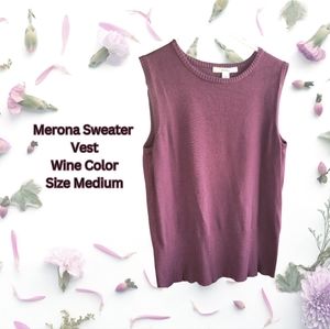 Wine Color Sweater Vest, Size M